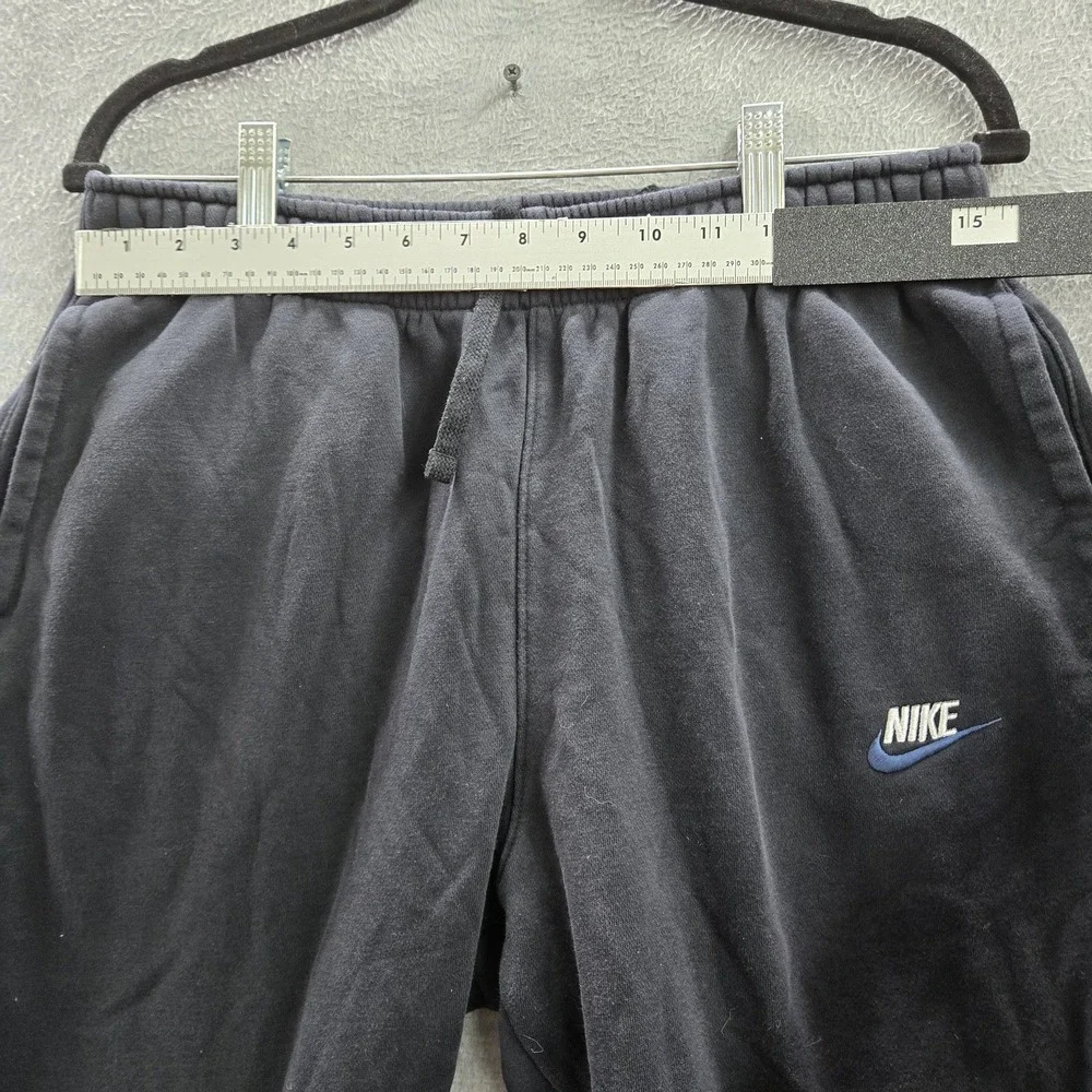 Nike‎ Men Activewear Pants L Black Swoosh Embroidery Sweatpants Fleece